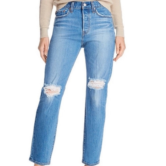 Levi's sz. 31 wedgie jeans distressed busted knee free people 22861-0059 FP - Picture 7 of 17